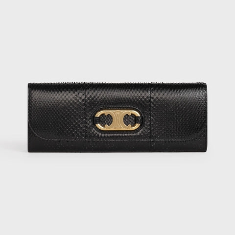 CELINE CLUTCH MAILLON TRIOMPHE IN PYTHON BLACK