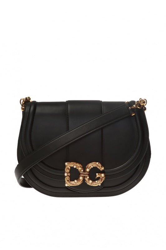 DOLCE & GABBANA DOLCE & GABBANA BLACK ‘DG AMORE’ SHOULDER BAG