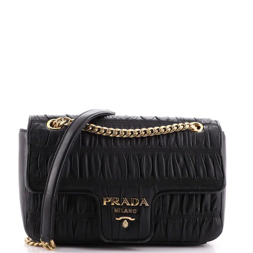 Prada Chain Flap Shoulder Bag Nappa Gaufre Medium