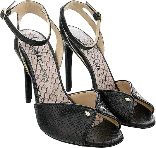 ROBERTO CAVALLI Class Black Opent Toe High Heel Sandal-6.5/7