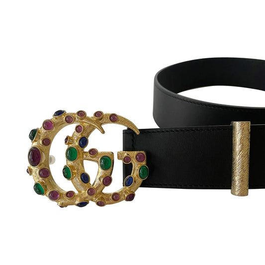 GUCCI GG MARMONT EMBELLISHED LEATHER BELT