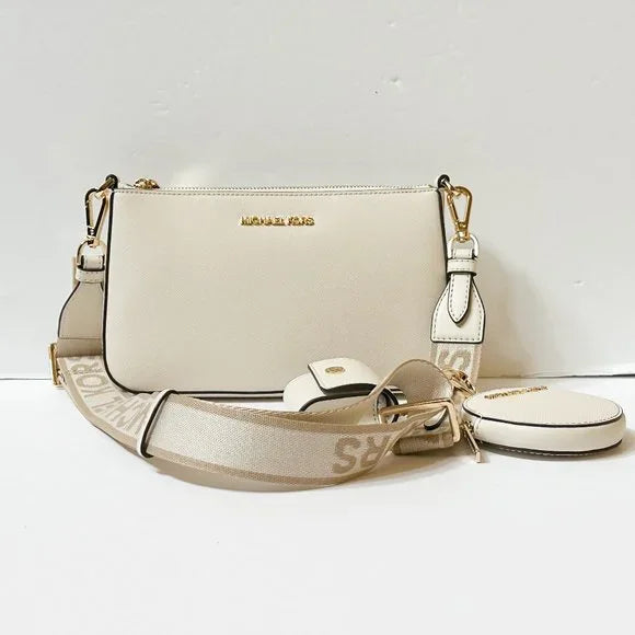 Michael Kors Jet Set Travel Small Crossbody Bag Tech Attached Light Cream